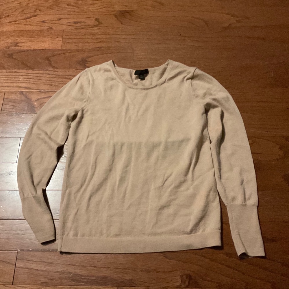 J. Crew Merino Wool Crew Neck Long Sleeve Sweater Beige XS